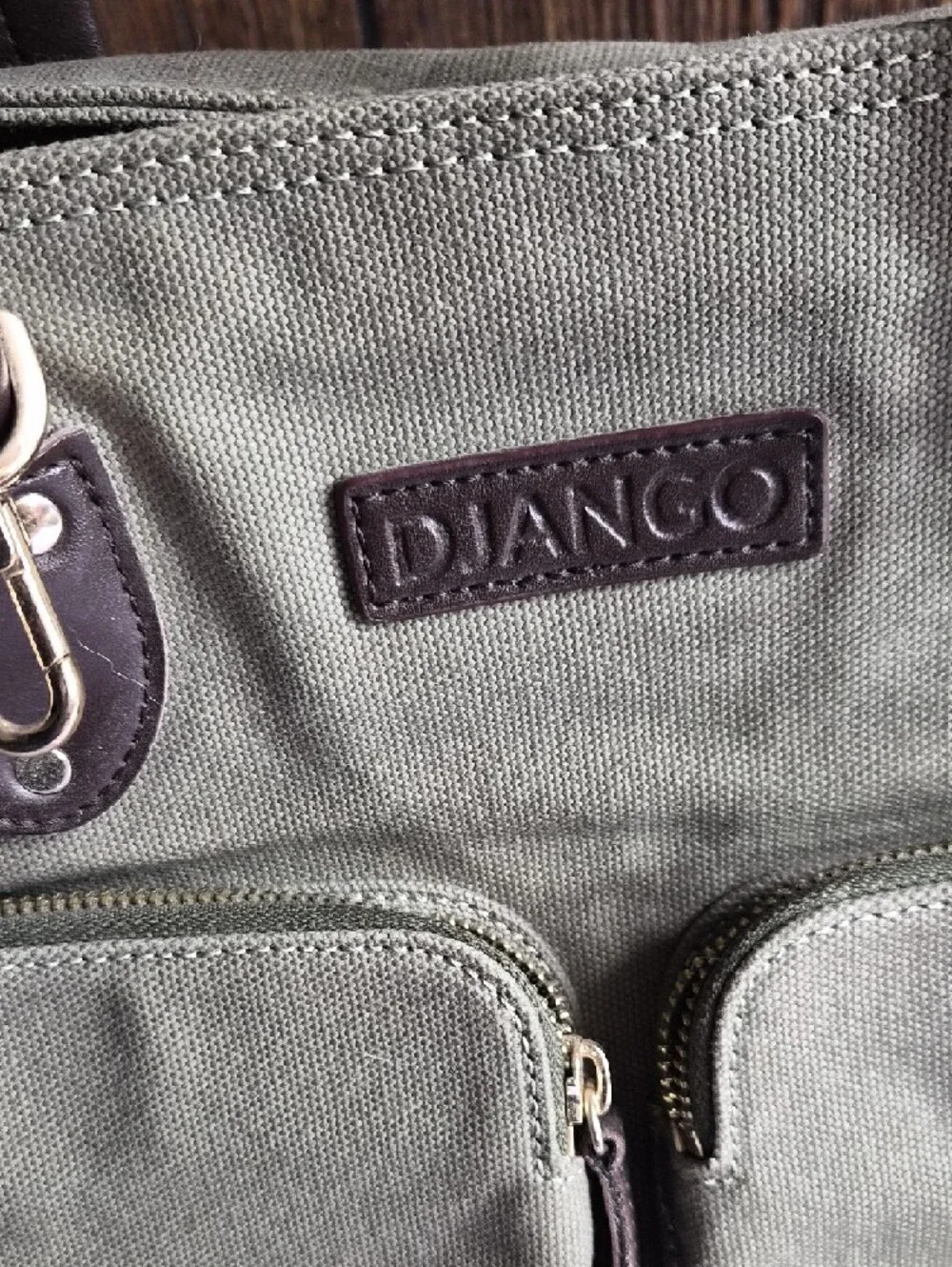 Django Olive Canvas Dog Carrier with Dark Brown Trim